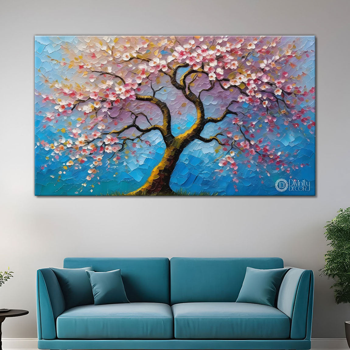 Spring tree in textured modern art- Design - Tree-131