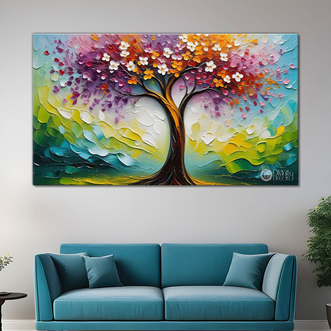 Spring tree in textured modern art- Design - Tree-132