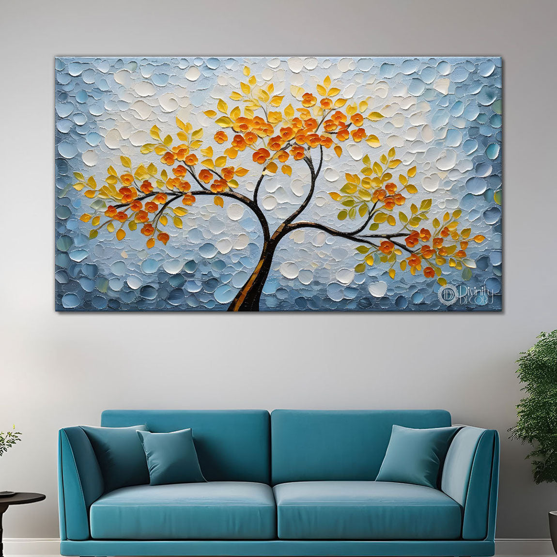 Orange tree in textured modern art- Design - Tree-134