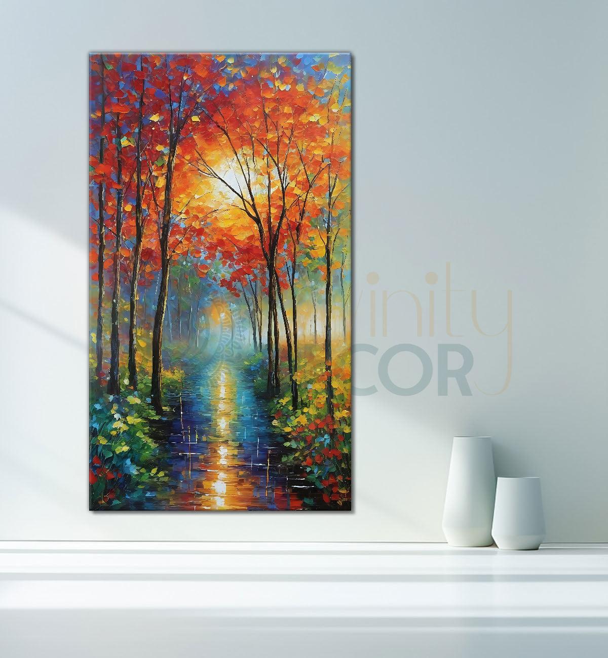 Colourful trees in textured painting art Canvas Painting - Nature Art -V-134