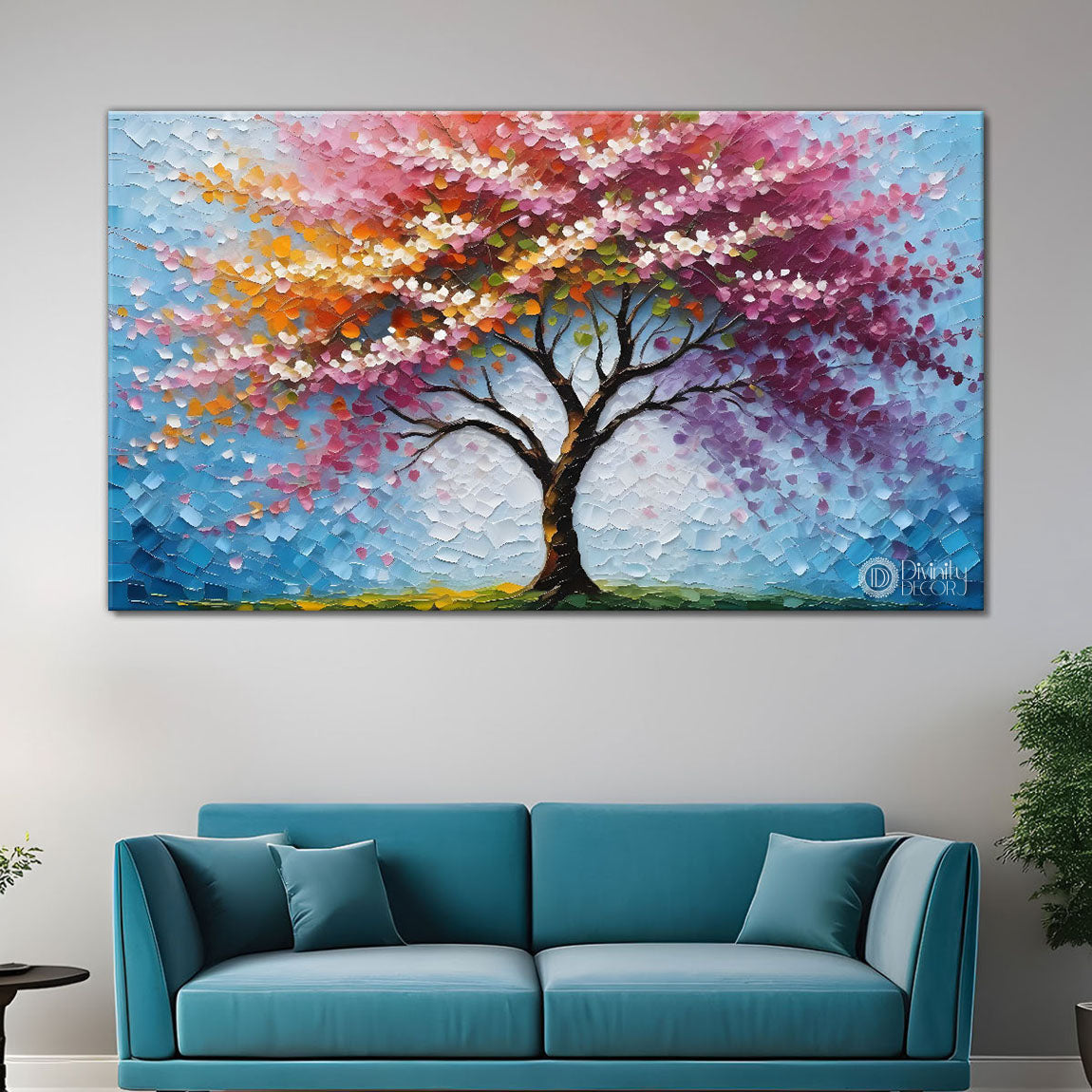 Spring tree in textured modern art- Design - Tree-136