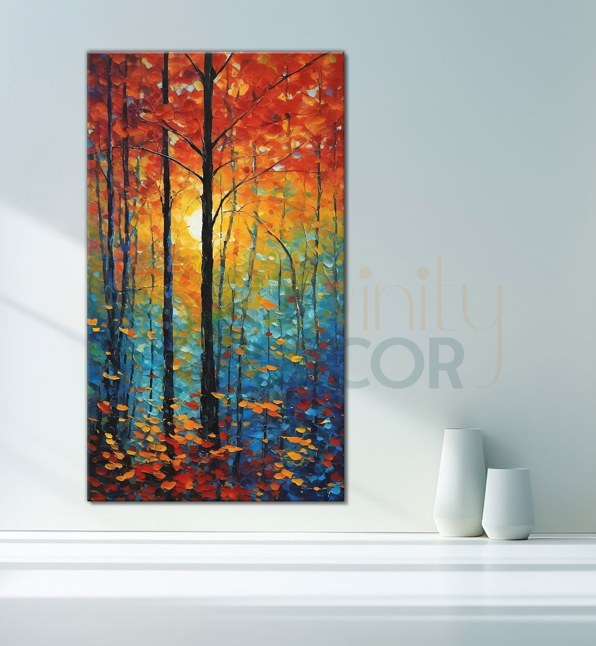 Colourful trees in textured painting art Canvas Painting - Nature Art -V-137