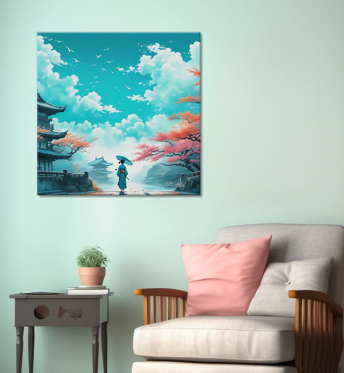 Clouds textured water colour painting 24X24 - Nature Art -S-138