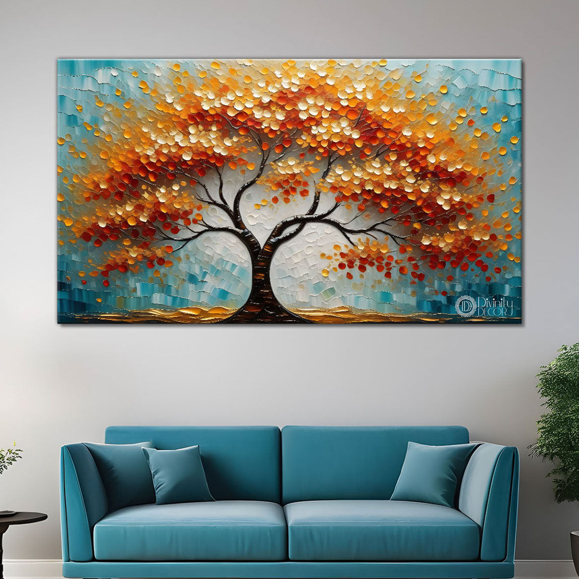 Orange tree in textured modern art- Design - Tree-138