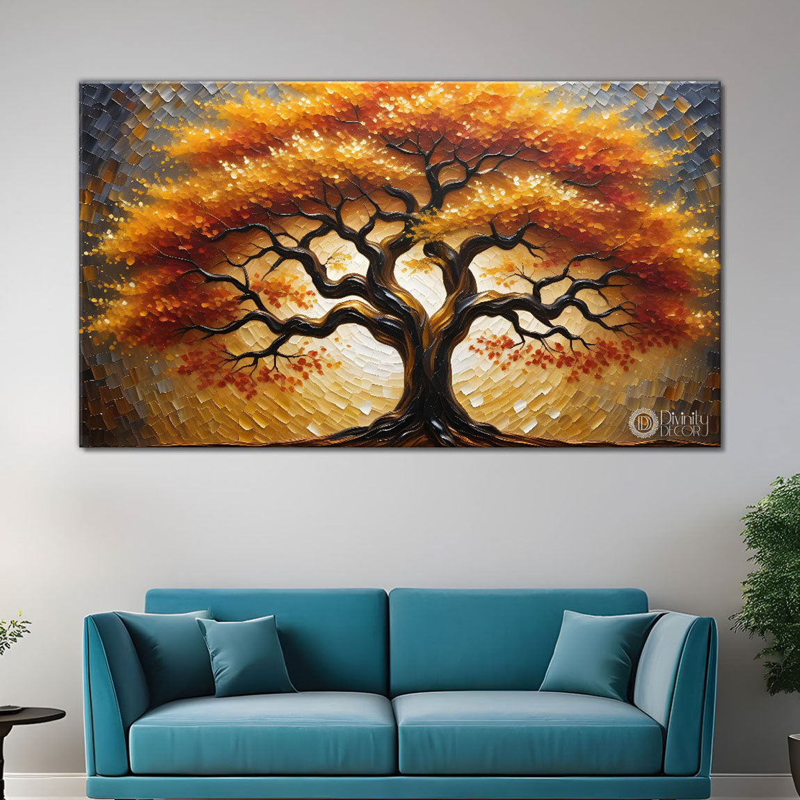 Orange tree in textured modern art- Design - Tree-141