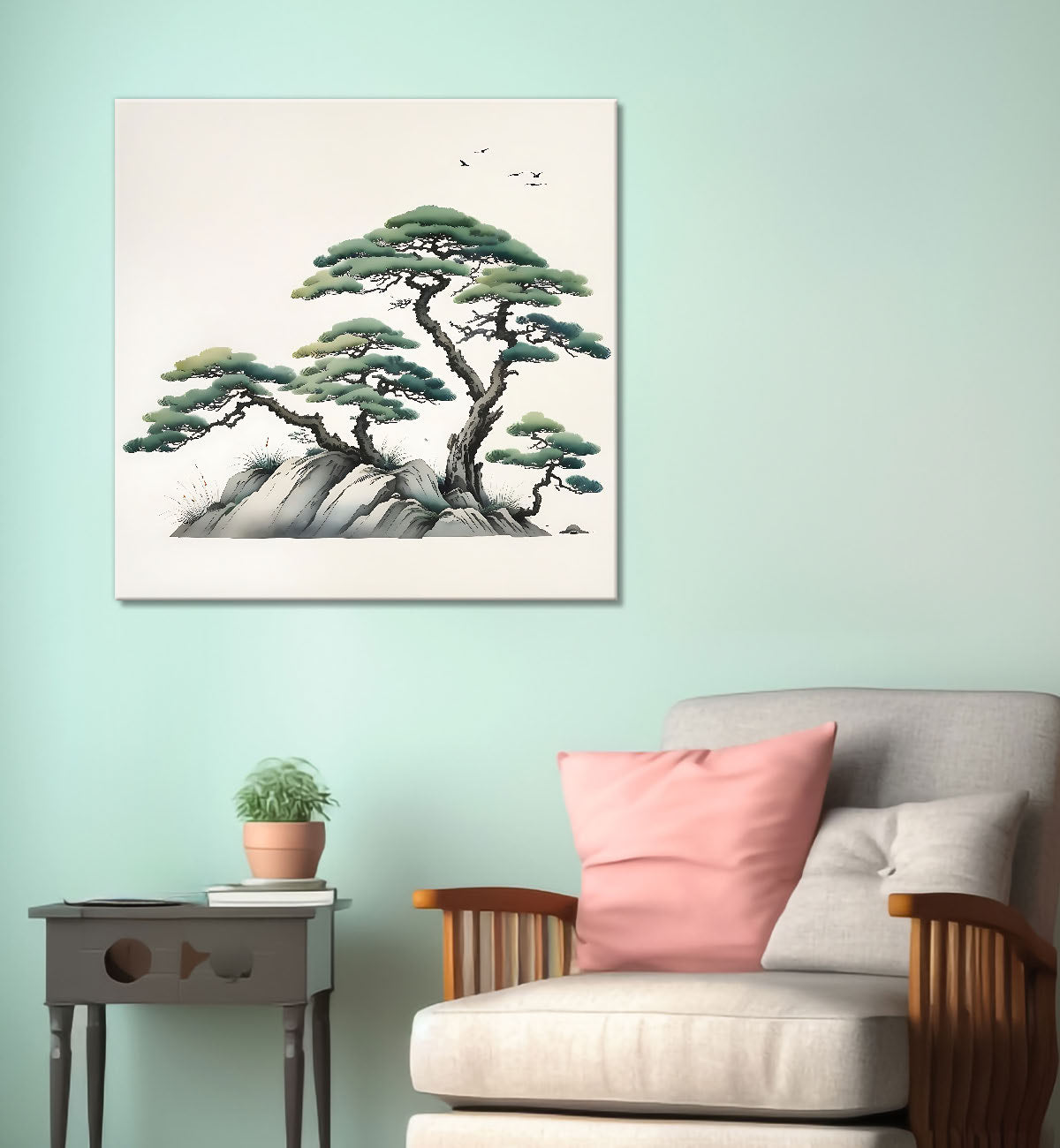 Trees in water colour painting  24X24 - Nature Art -S-142