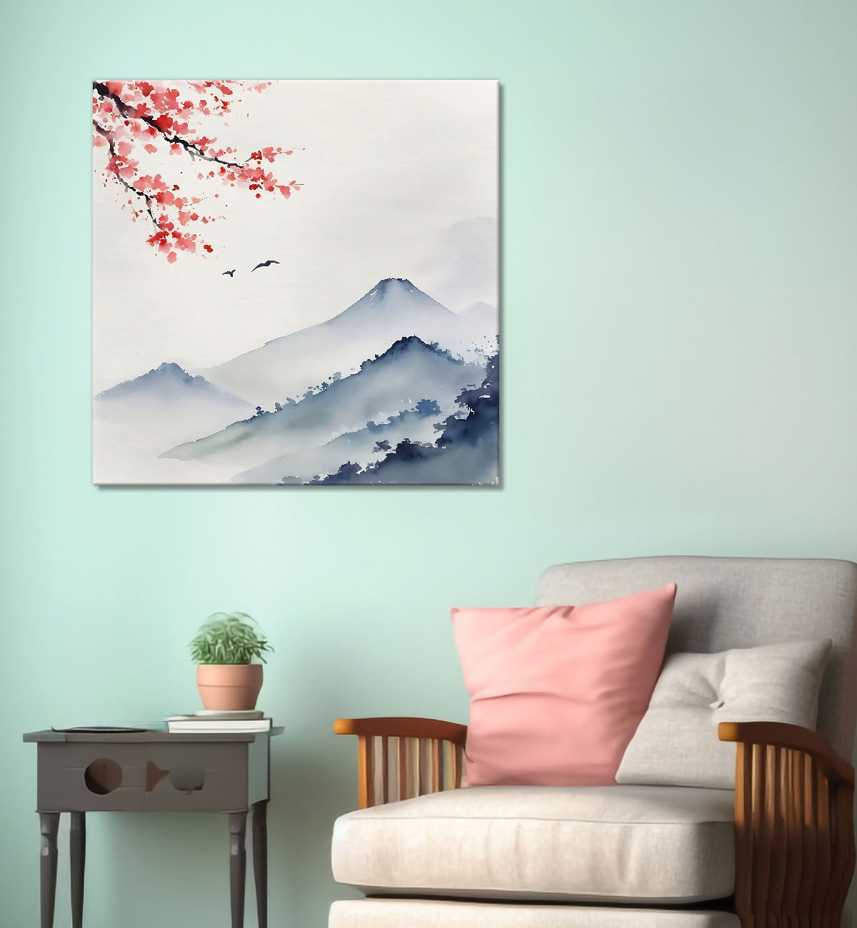 Mountains in water colour painting   24X24 - Nature Art -S-144