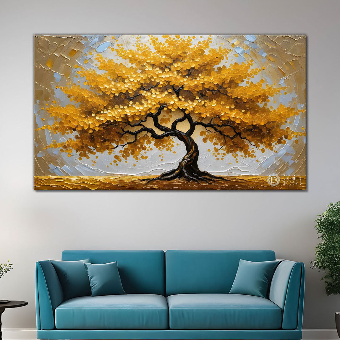 Orange tree in textured modern art- Design - Tree-144