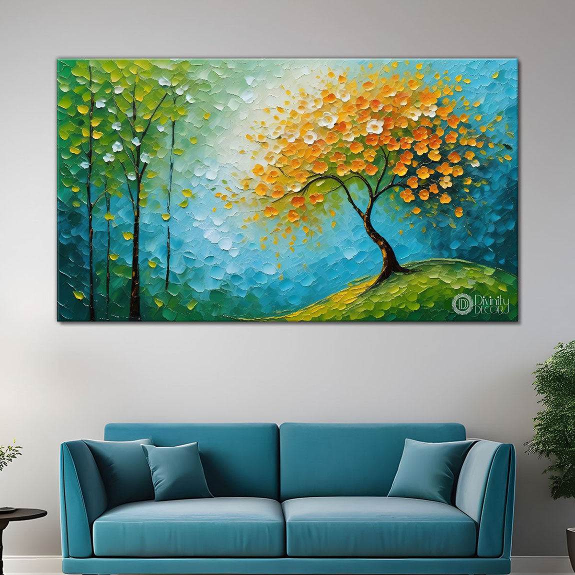 Orange tree in textured modern art- Design - Tree-145