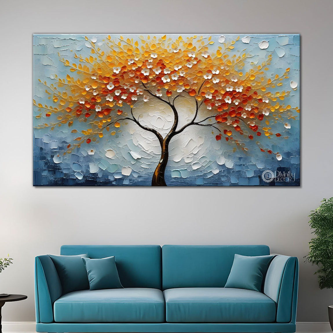 Orange tree in textured modern art- Design - Tree-148