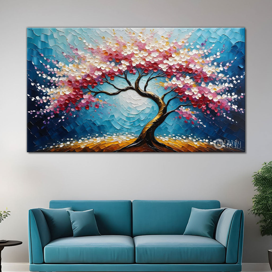Spring tree in textured modern art- Design - Tree-149