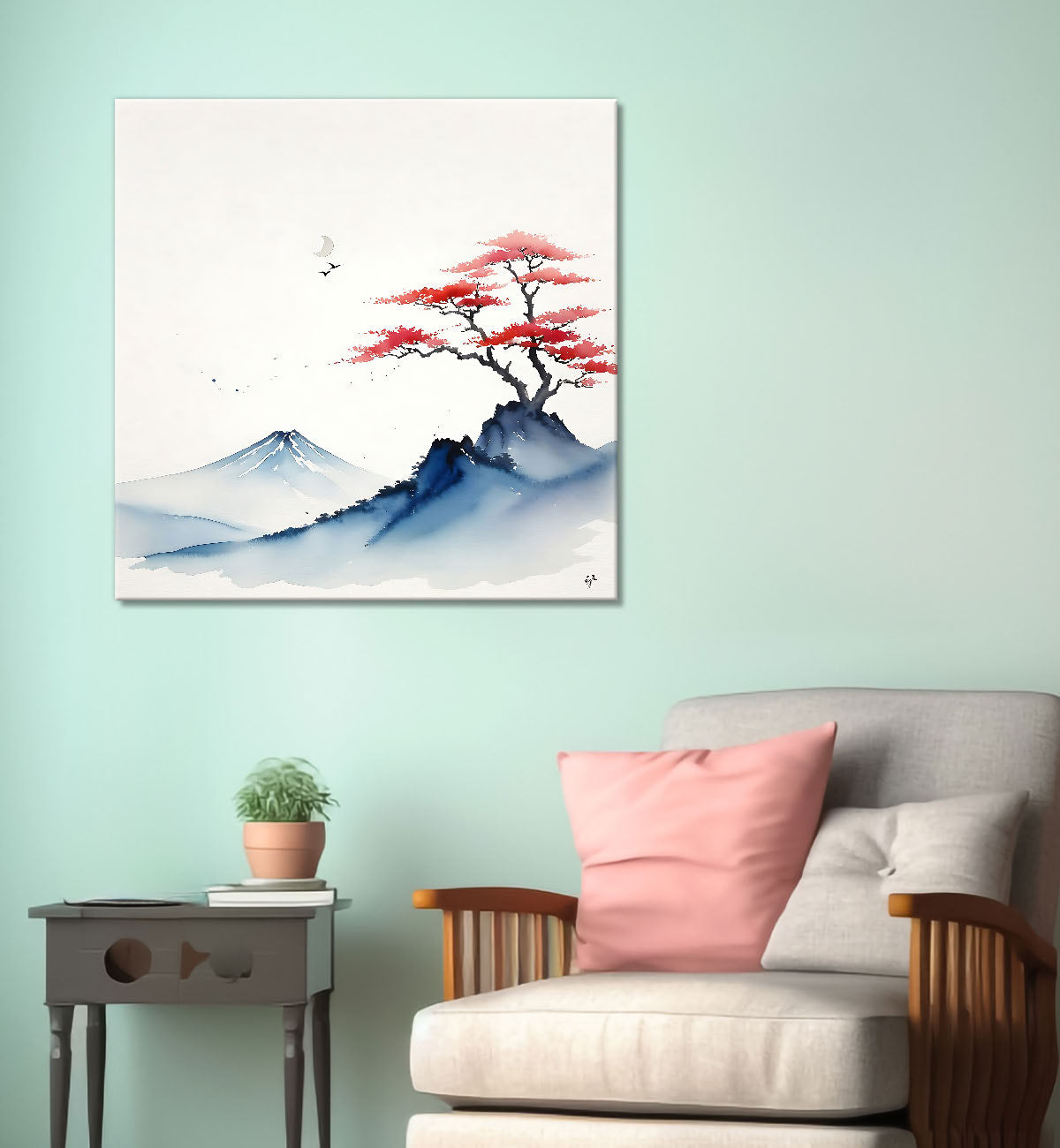 Mountains in water colour painting 24X24 - Nature Art -S-149