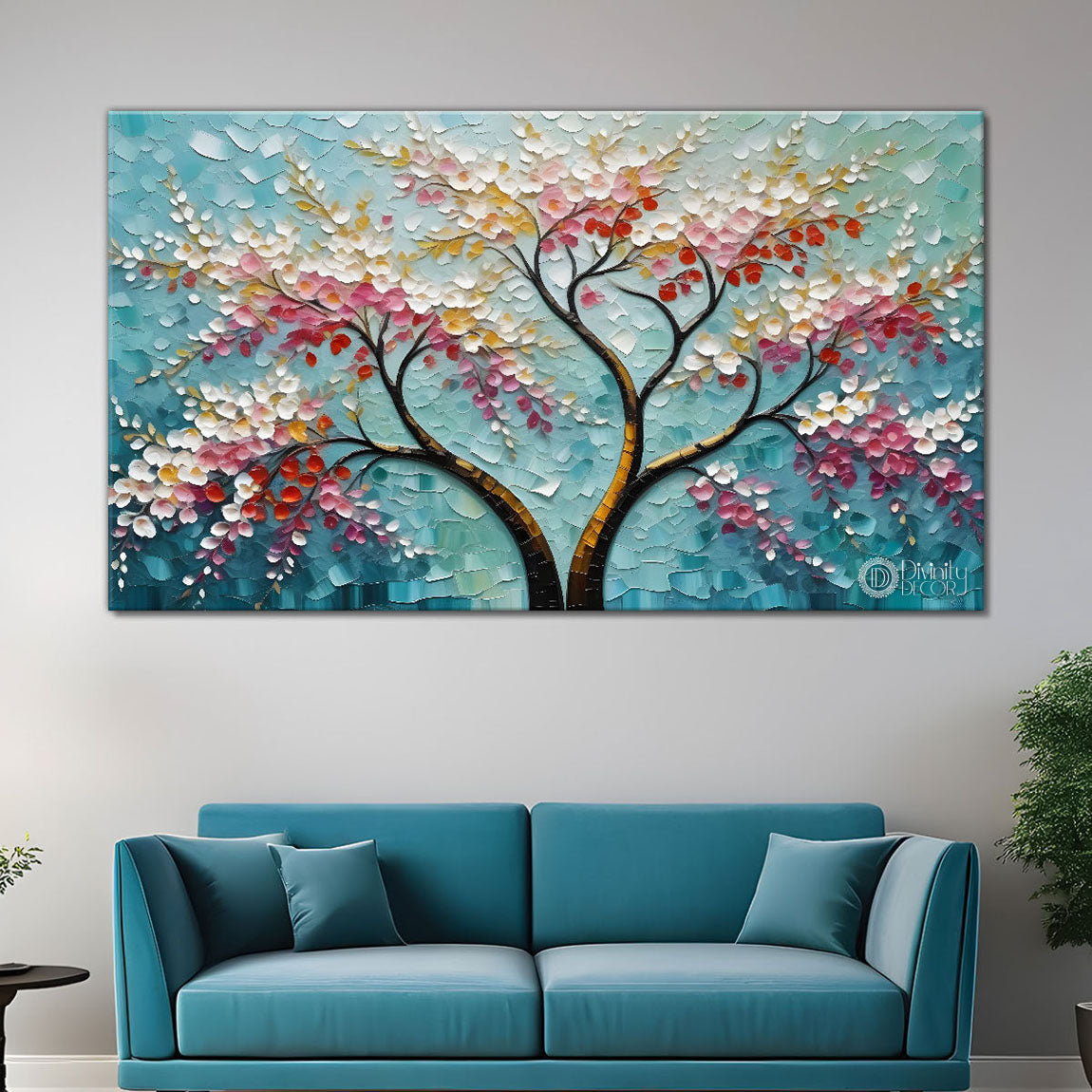 Spring tree in textured modern art- Design - Tree-151