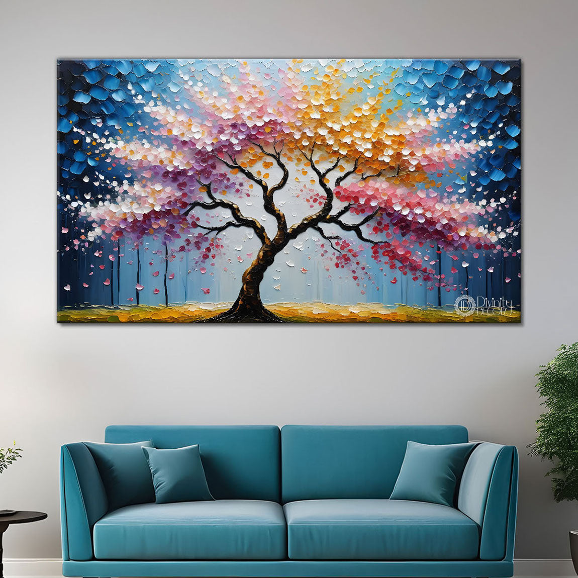 Spring tree in textured modern art- Design - Tree-156