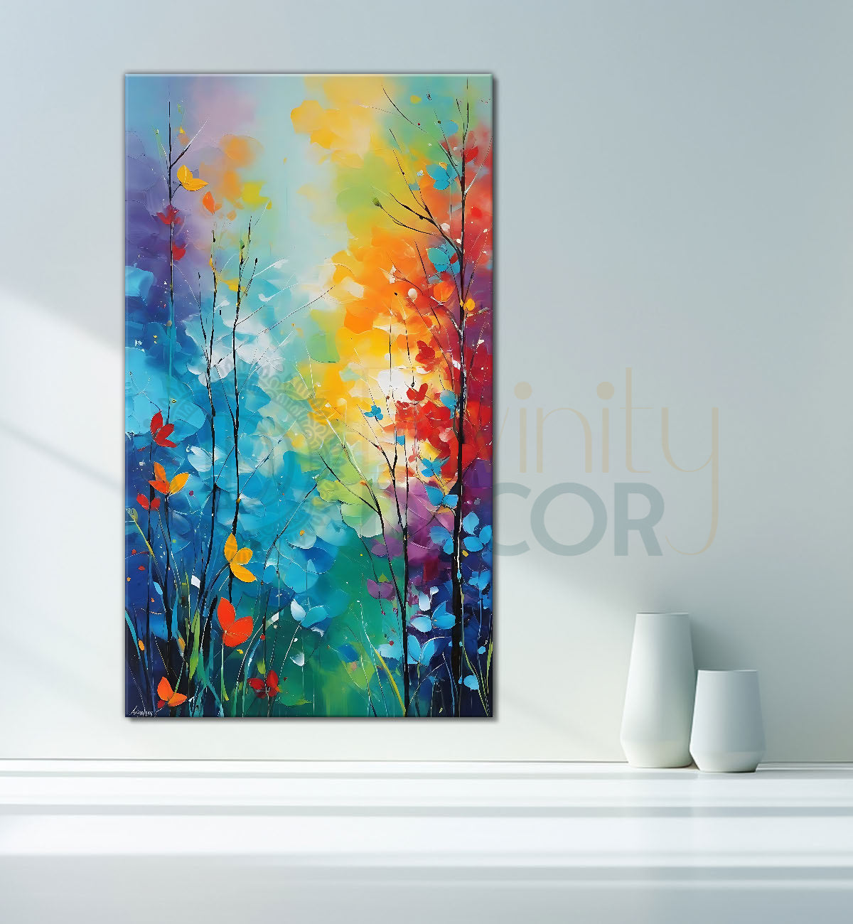 Colourful tree in textured natural art Canvas Painting - Nature Art -V-156