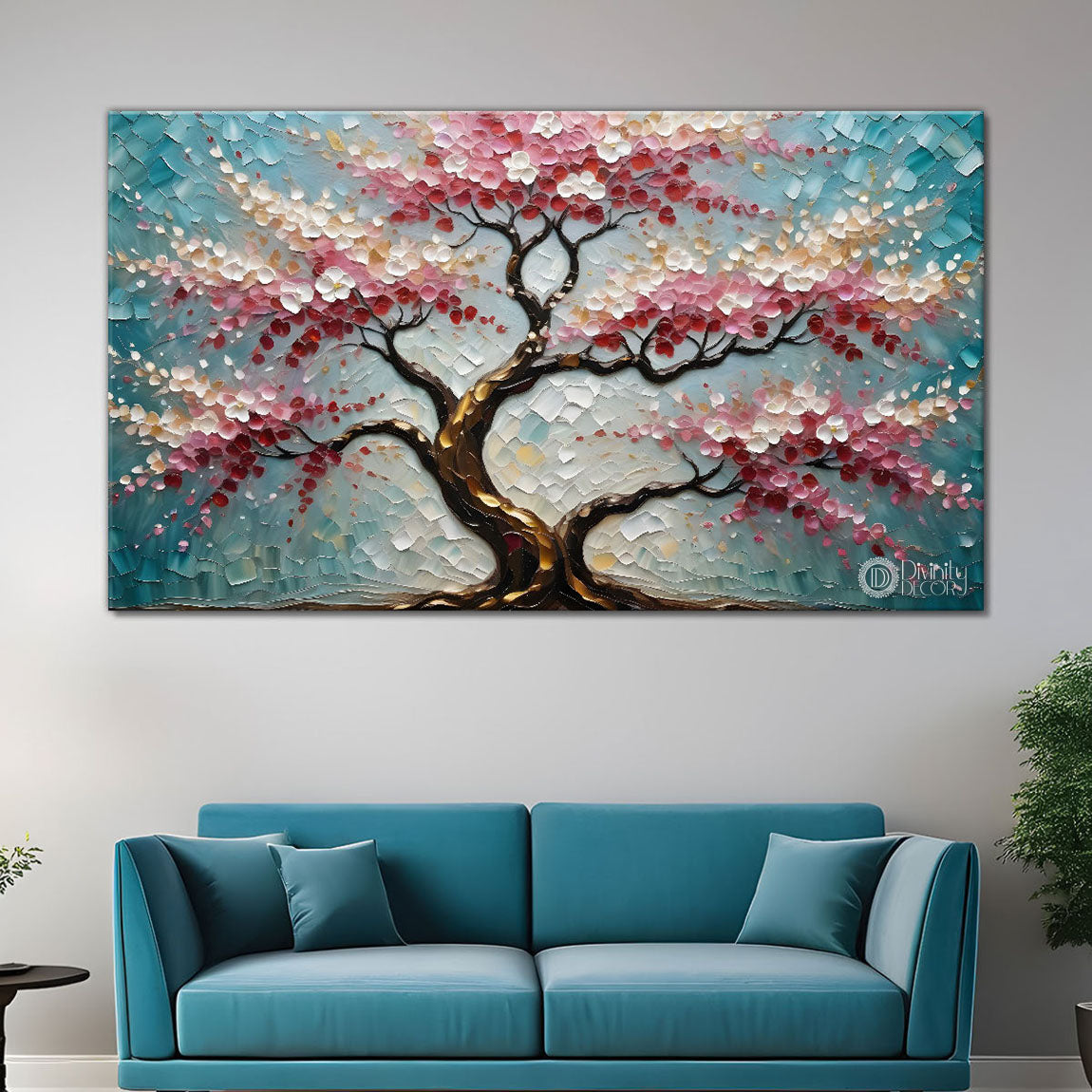 Spring tree in textured modern art- Design - Tree-158
