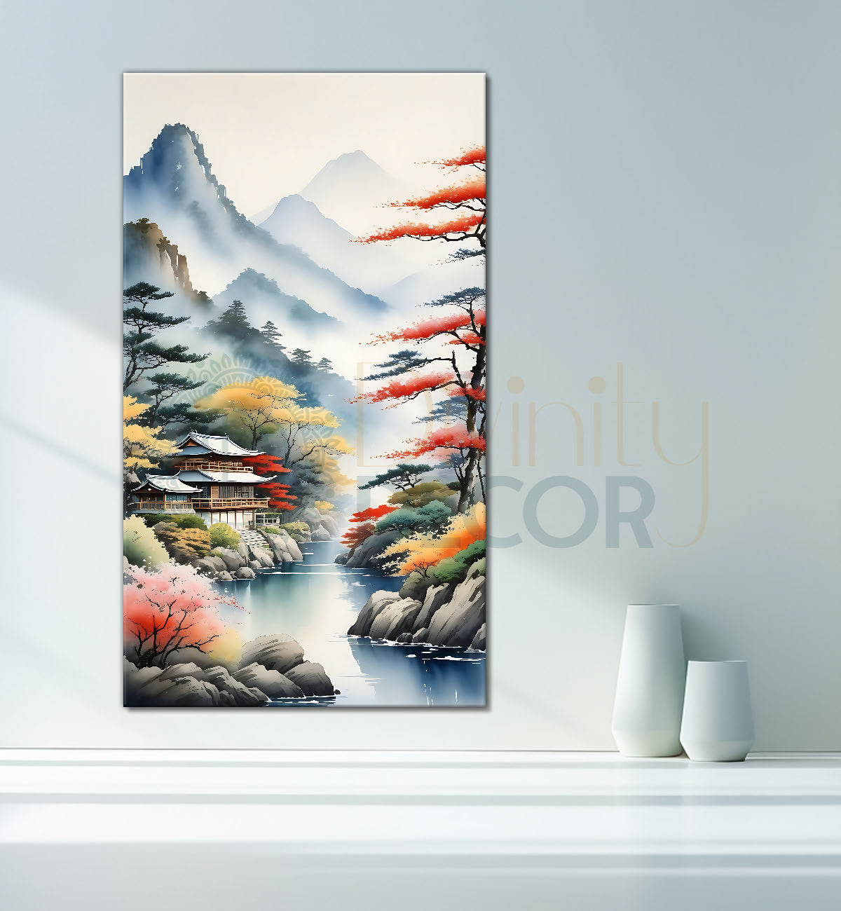 Mountains with lake and some greenery textured painting Canvas Painting - Nature Art -V-158