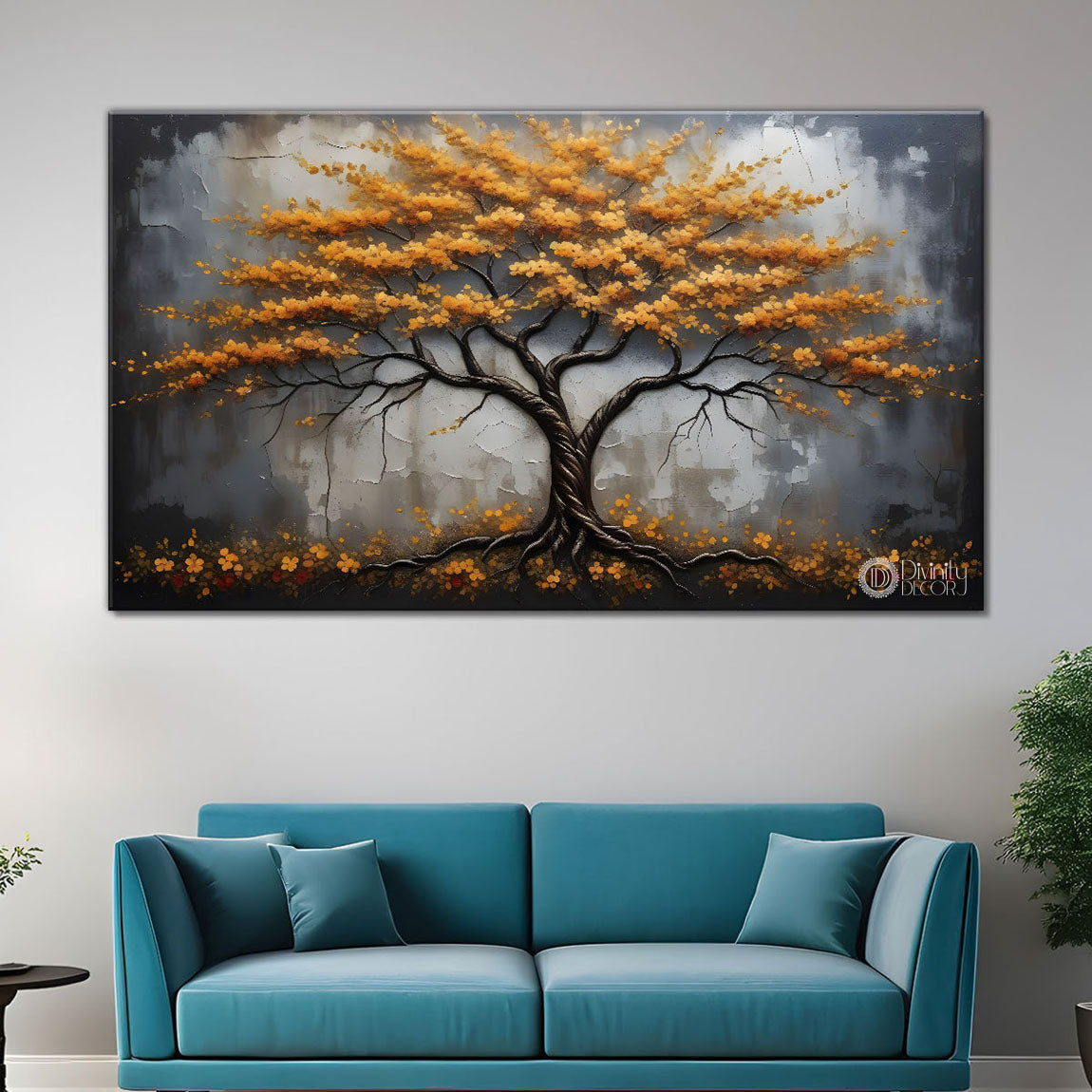 Orange tree in textured modern art- Design - Tree-160