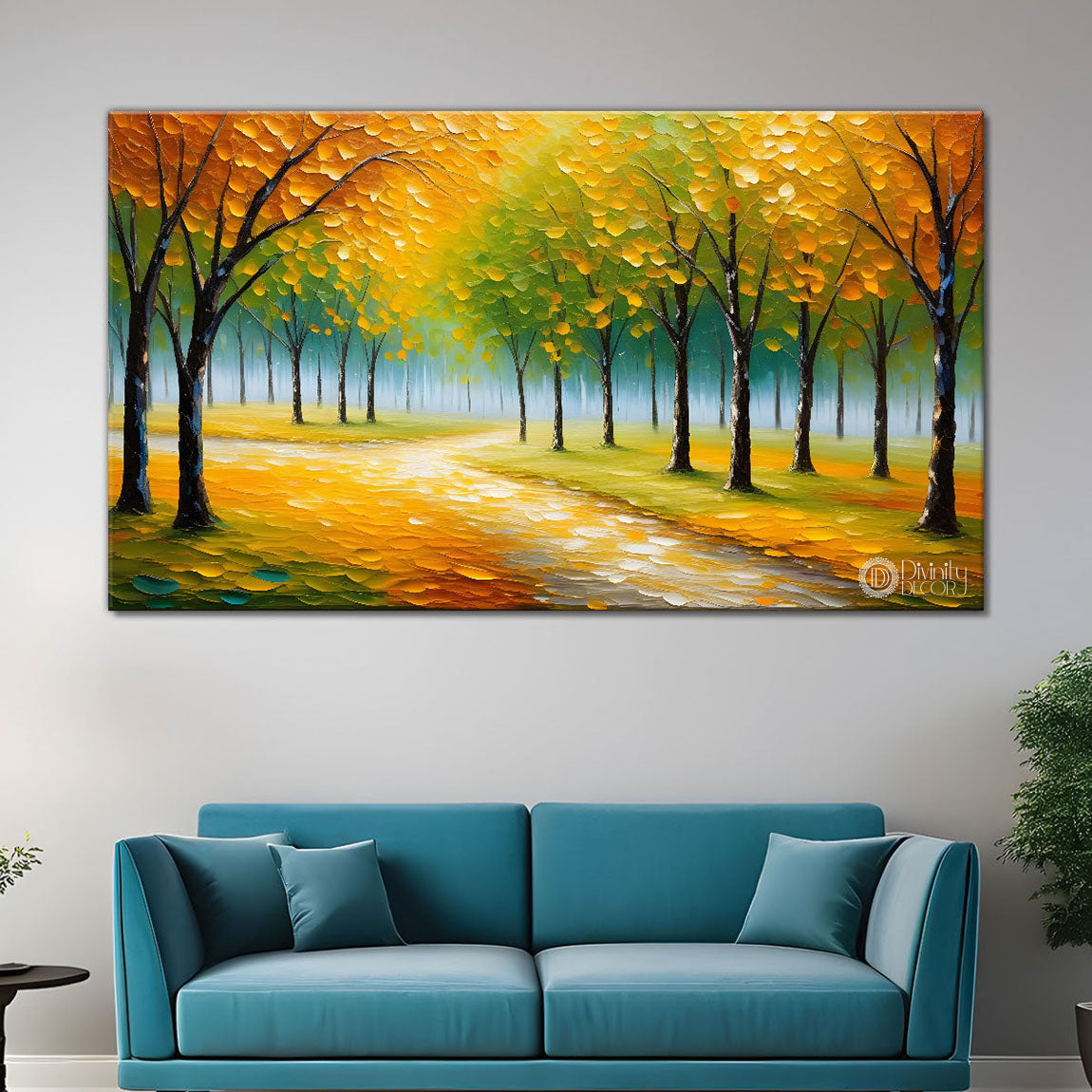 Orange tree in textured modern art- Design - Tree-166