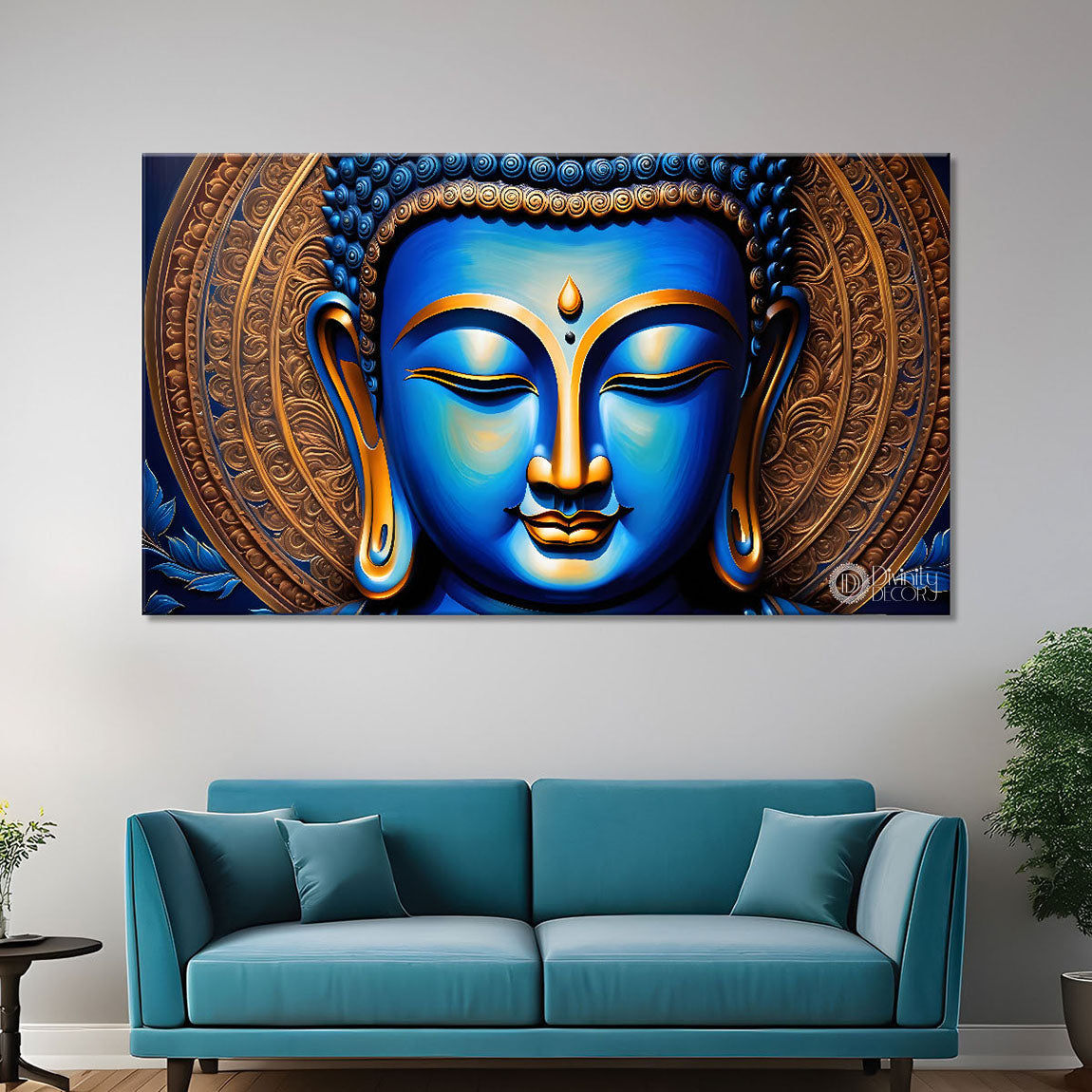 Golden buddha with dark background painting Canvas Wall Painting - Buddha-168