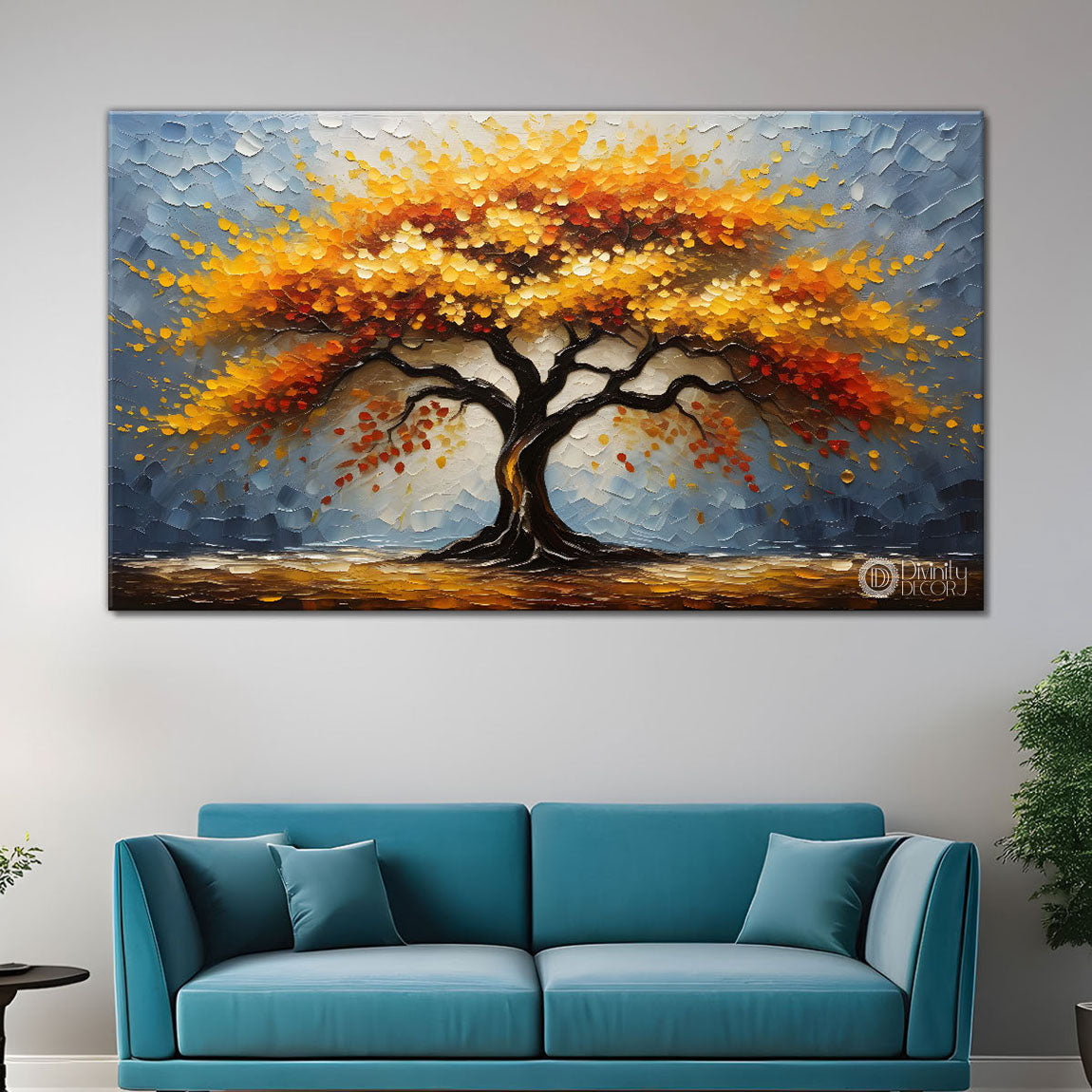 Orange tree in textured modern art- Design - Tree-168