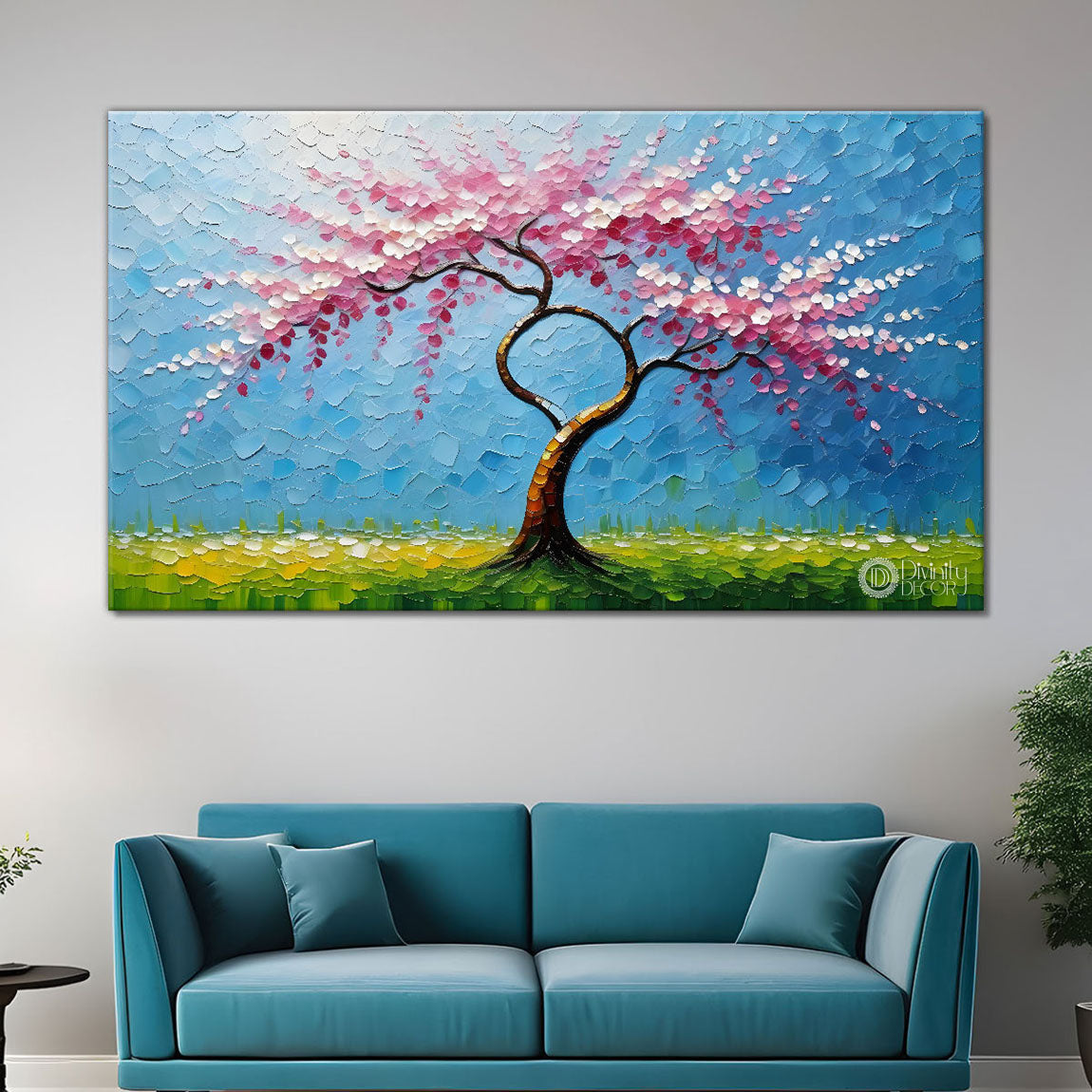 Spring tree in textured modern art- Design - Tree-173