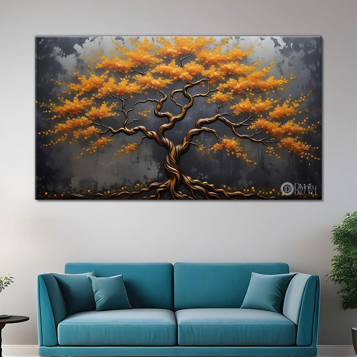 Orange tree in textured modern art- Design - Tree-176