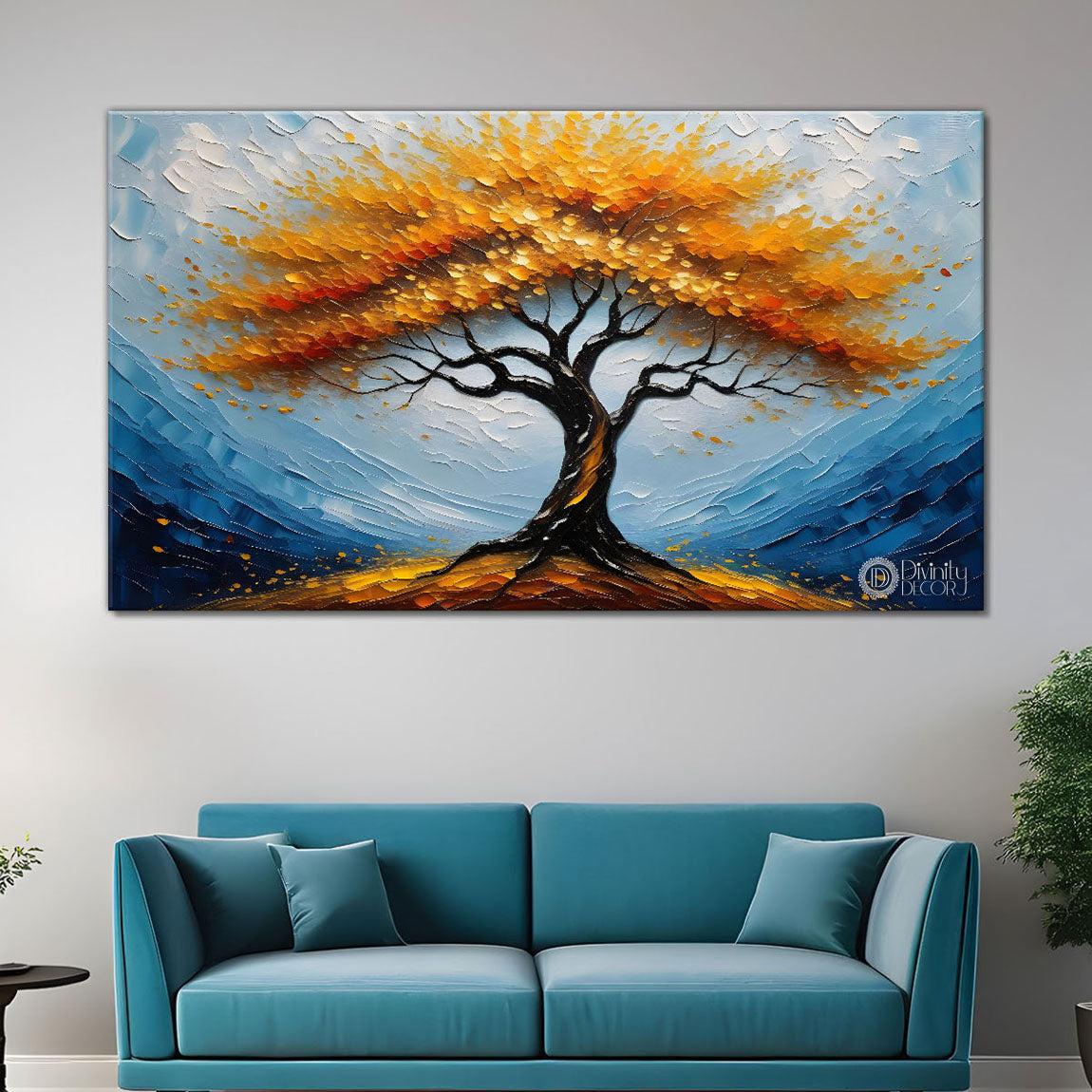 Orange tree in textured modern art- Design - Tree-177