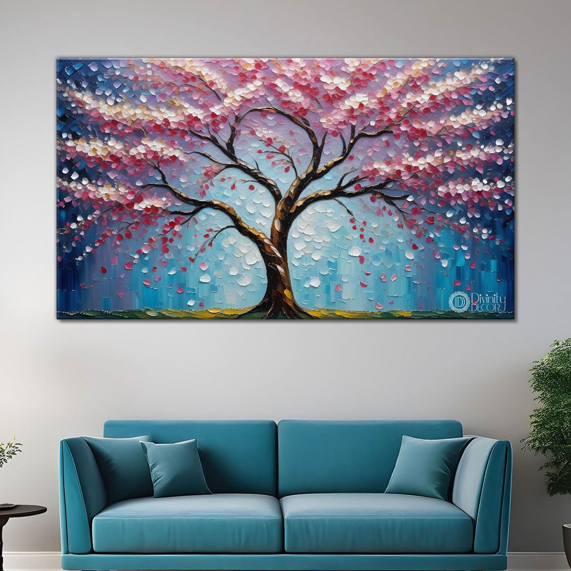 Spring tree in textured modern art- Design - Tree-178
