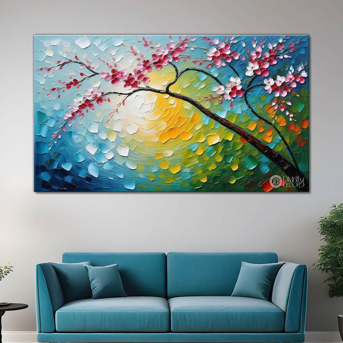 Spring tree in textured modern art- Design - Tree-182