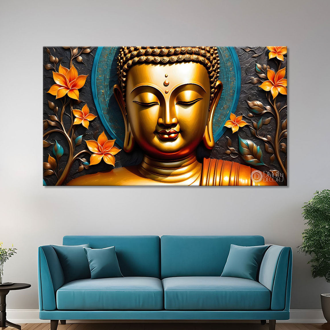 Buddha in colorful background textured painting Canvas Wall Painting - Buddha-186