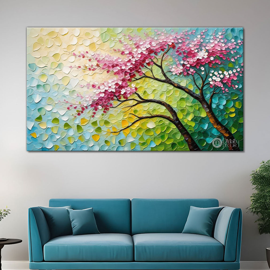 Spring tree in textured modern art- Design - Tree-186