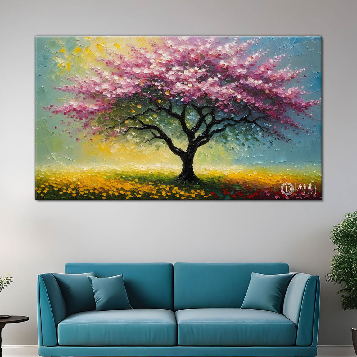 Spring tree in textured modern art- Design - Tree-187