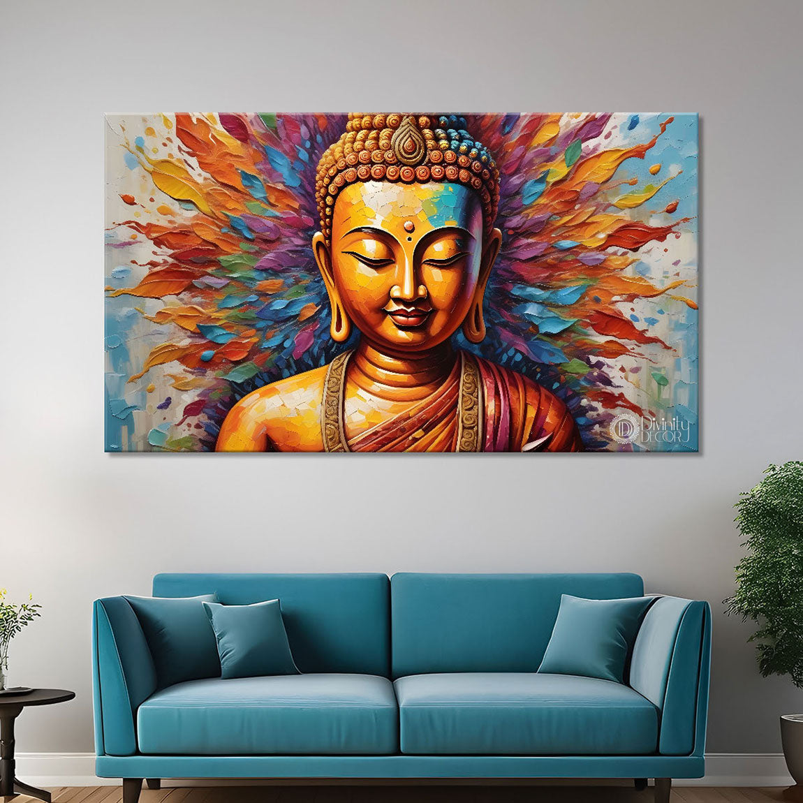 Buddha in colorful background textured painting Canvas Wall Painting - Buddha-188