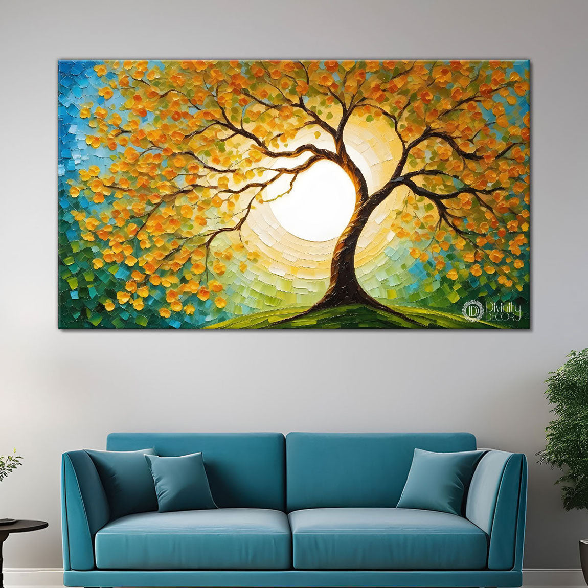 Orange tree in textured modern art- Design - Tree-189