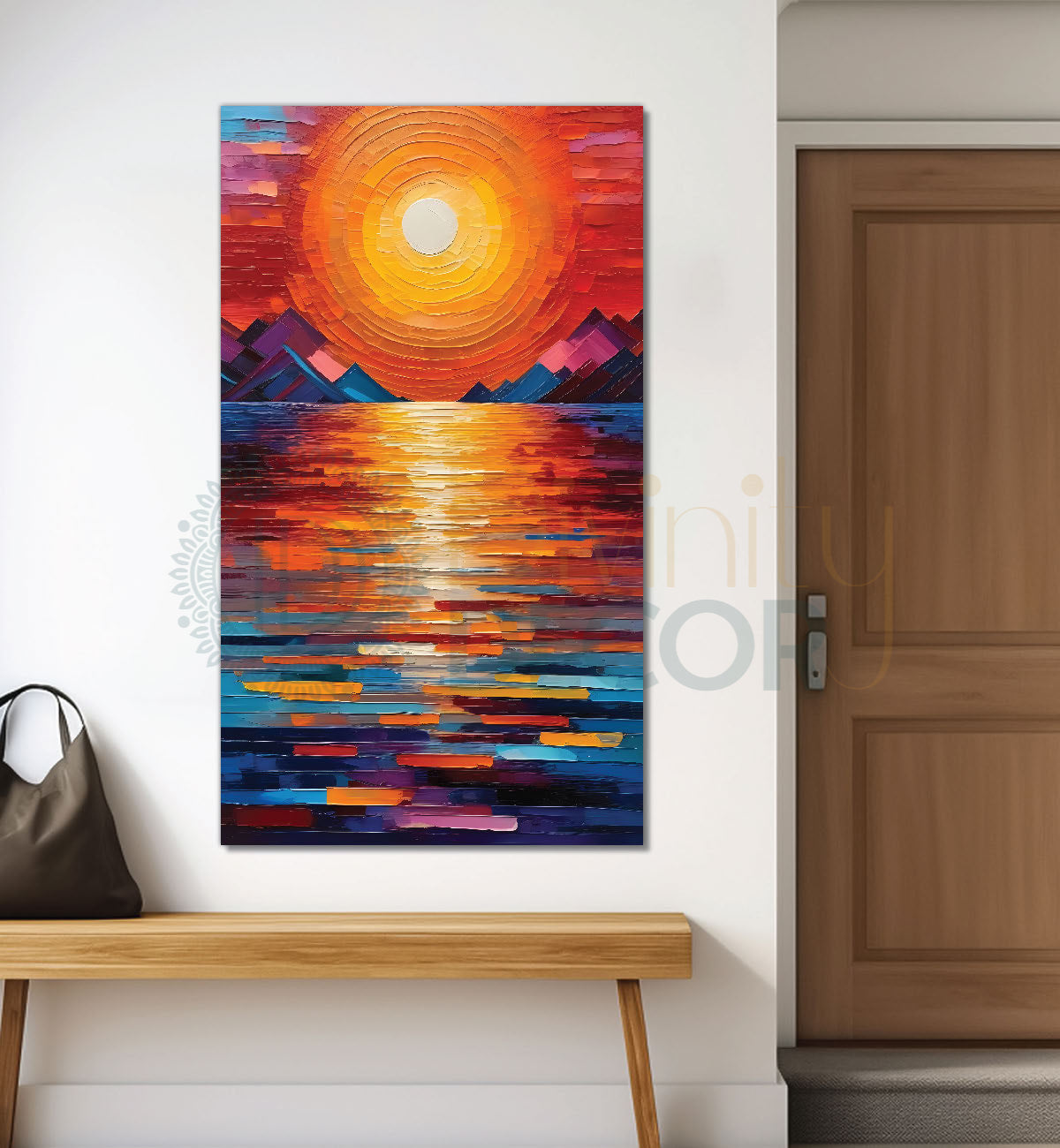 Sunset with colourful background modern art painting Canvas Painting - Design - Modern-V-18