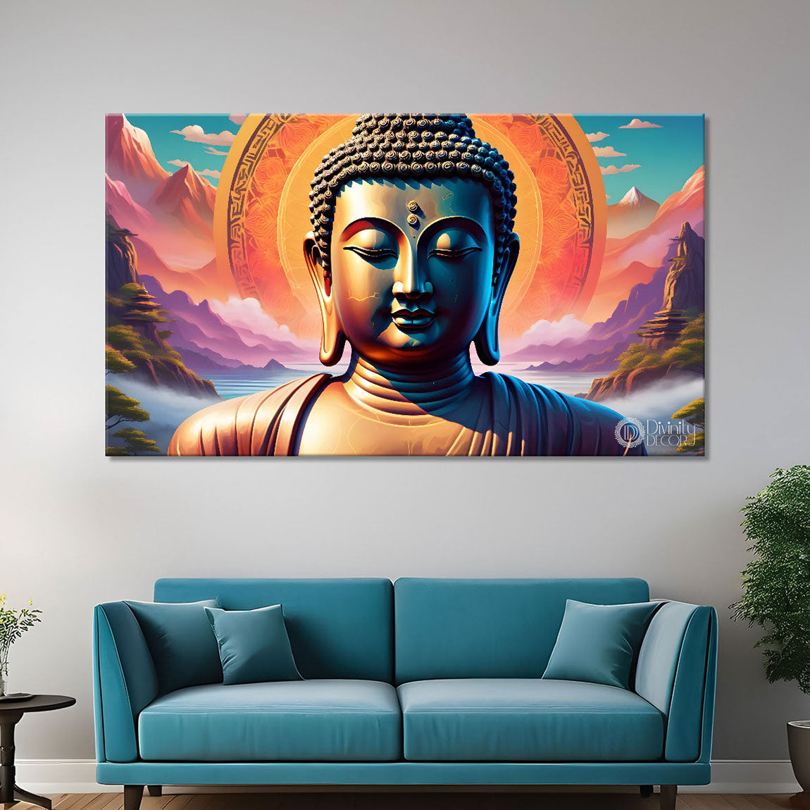 Buddha in colorful background textured painting Canvas Wall Painting - Buddha-194