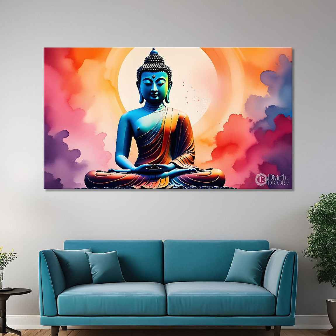 Buddha in colorful background textured painting Canvas Wall Painting - Buddha-195