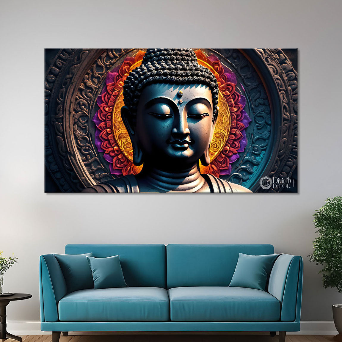 Golden buddha with dark background painting Canvas Wall Painting - Buddha-199