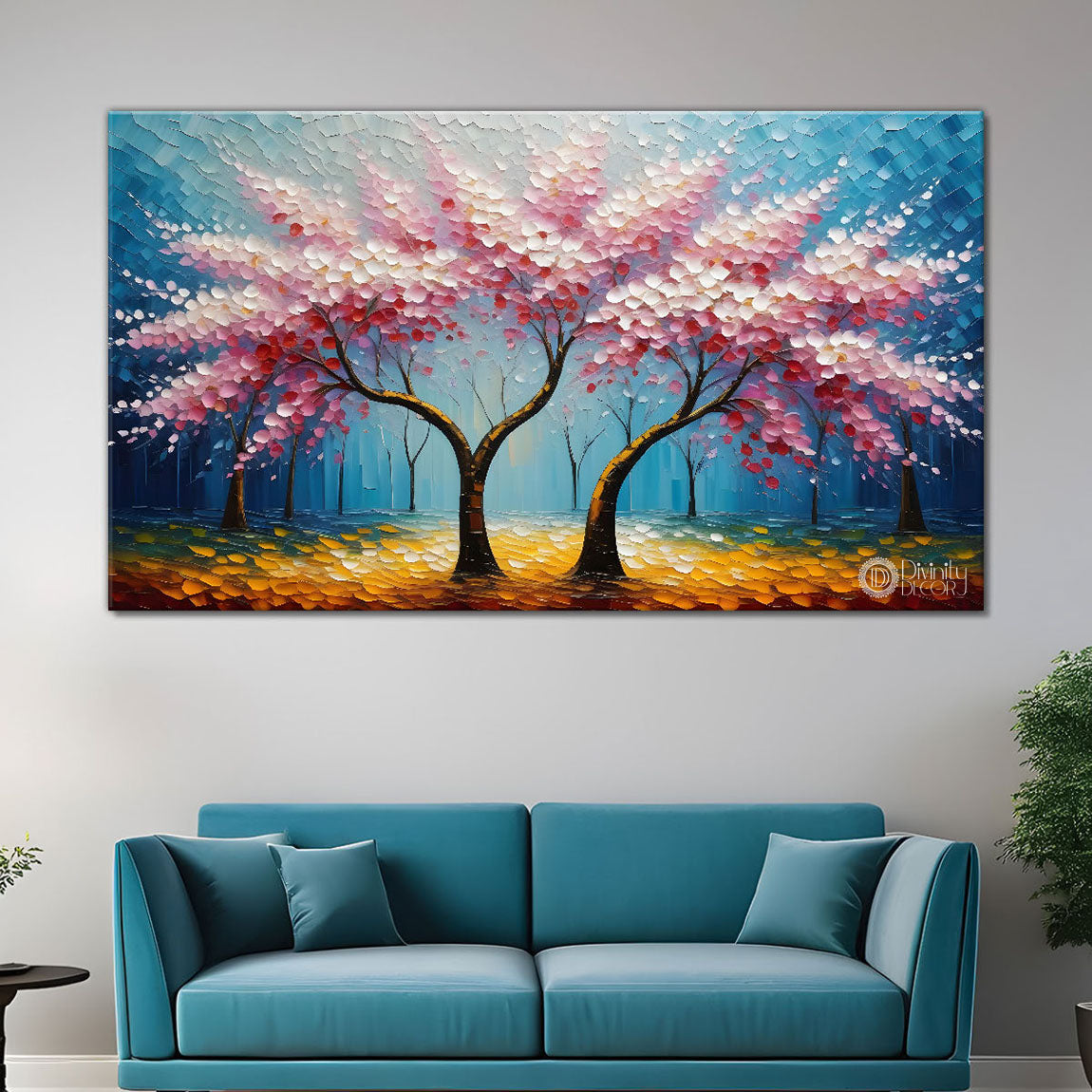 Spring tree in textured modern art- Design - Tree-199