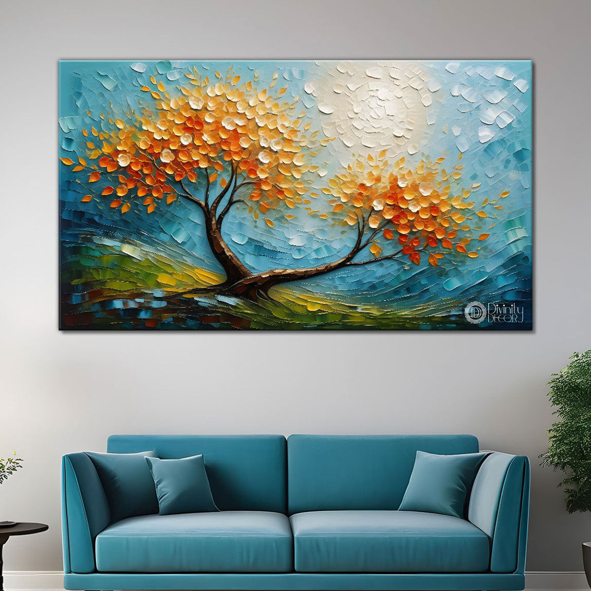 Orange tree in textured modern art- Design - Tree-203