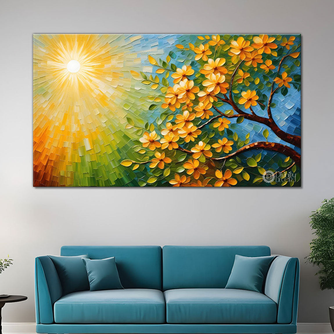 Colorful tree in textured modern art- Design - Tree-204