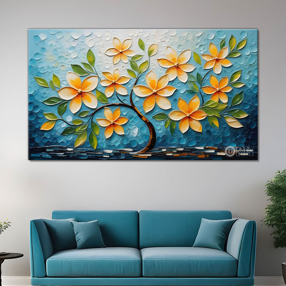 Colorful flowers in textured modern art- Design - Tree-206