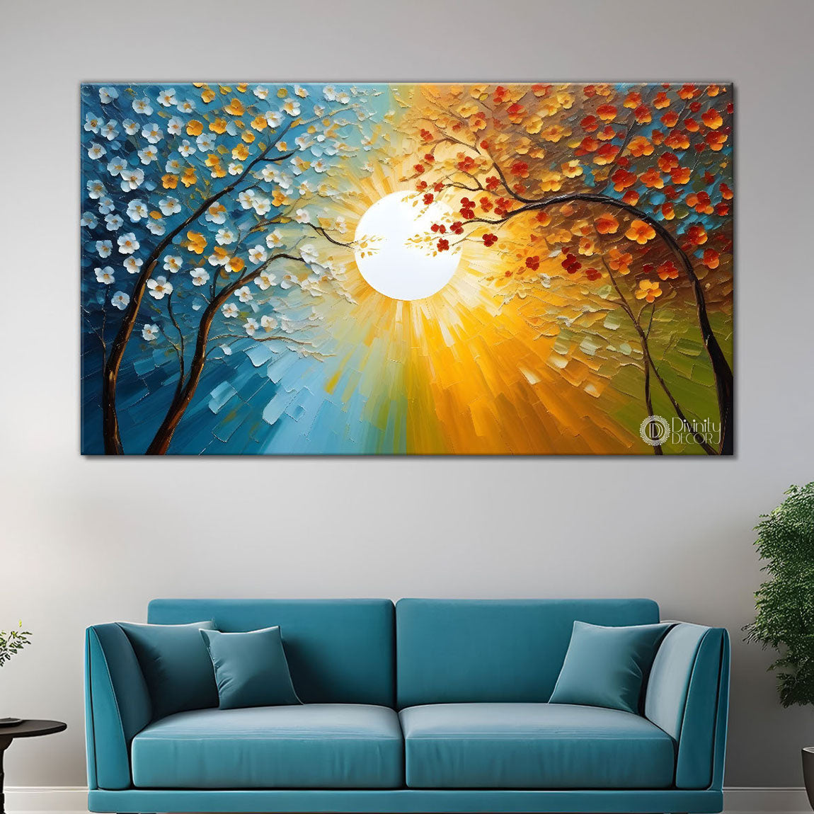 Colorful tree in textured modern art- Design - Tree-208