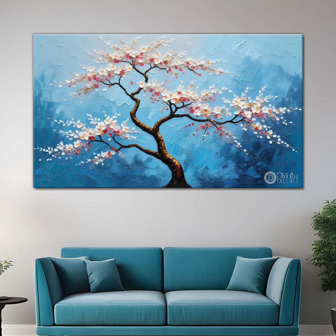 Spring tree in textured modern art- Design - Tree-210