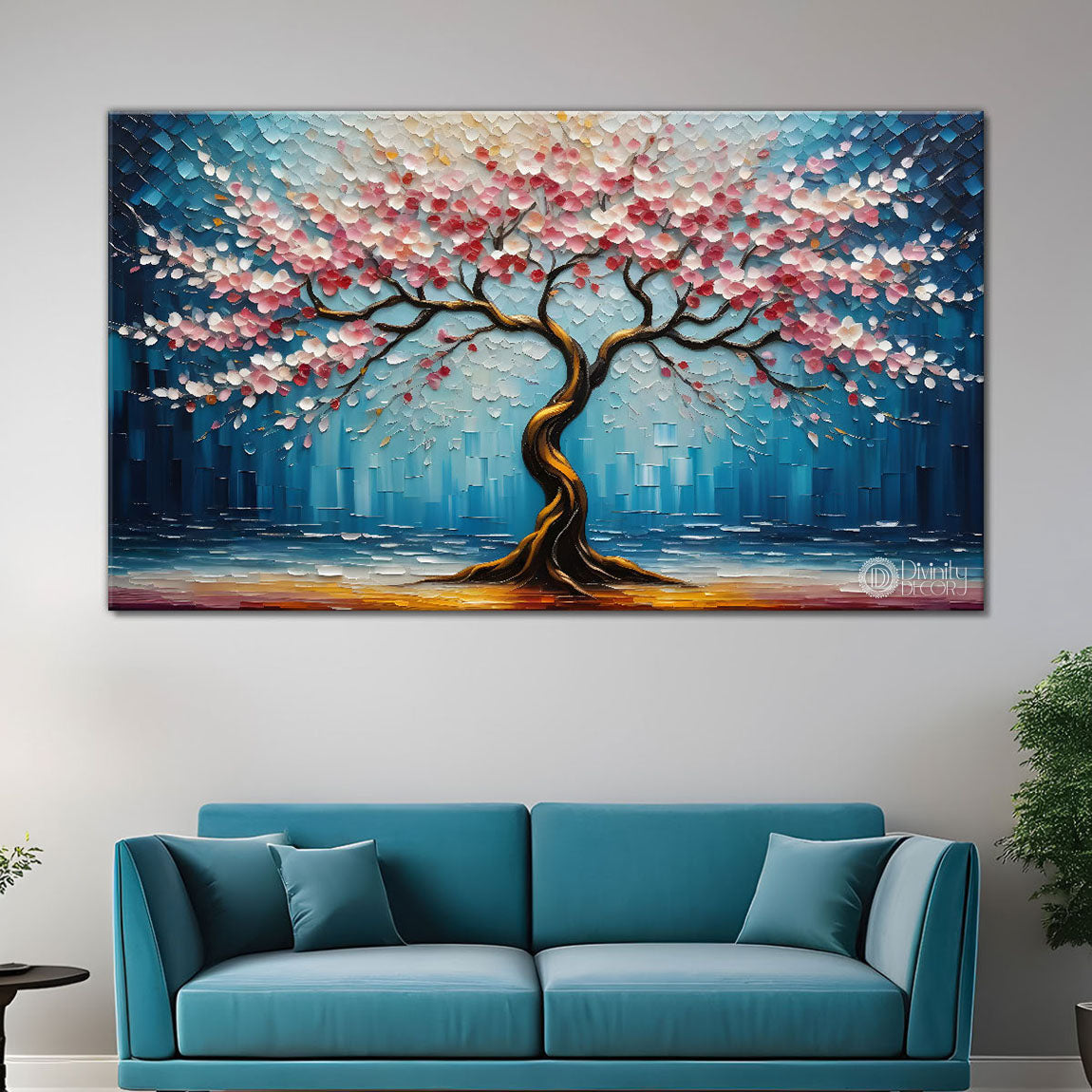 Spring tree in textured modern art- Design - Tree-215