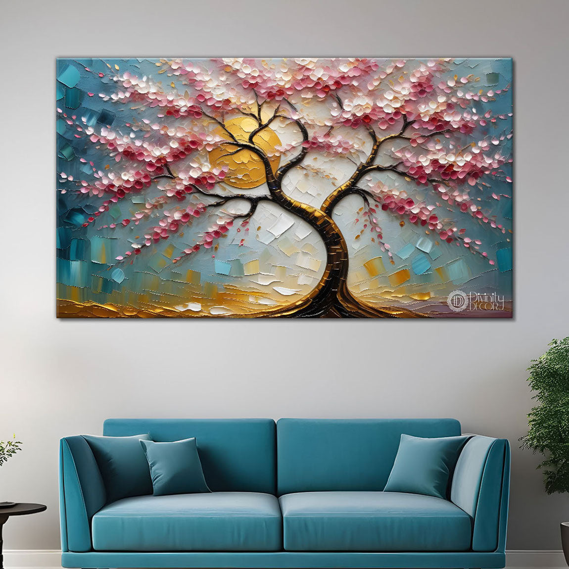 Spring tree in textured modern art- Design - Tree-217