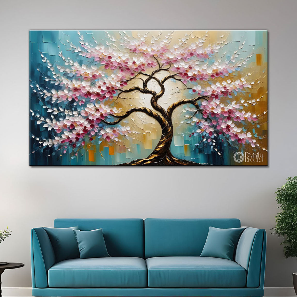 Spring tree in textured modern art- Design - Tree-219