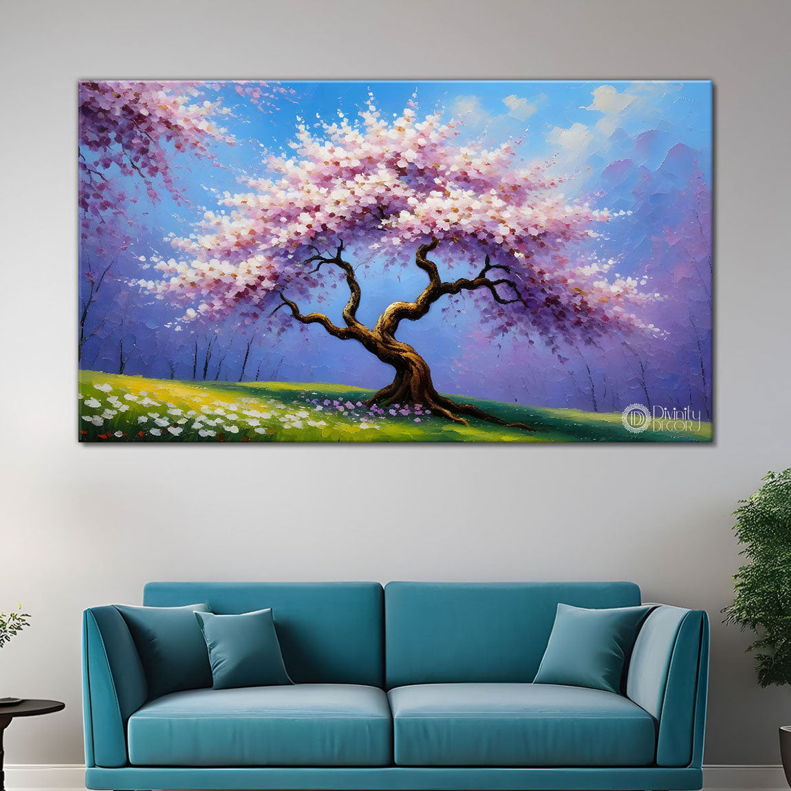Spring tree in textured modern art- Design - Tree-222