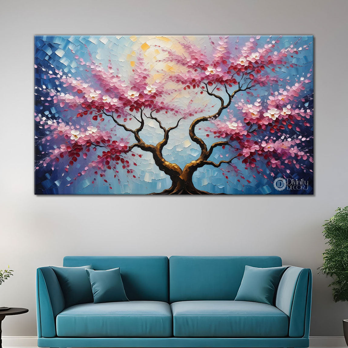 Spring tree in textured modern art- Design - Tree-226